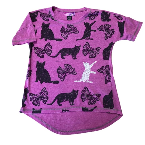 Self Esteem Butterfly & Kitty Cats Top - Picture 1 of 7